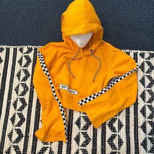 Vans bell sleeved checkerboard down sleeves and on hoodie strings